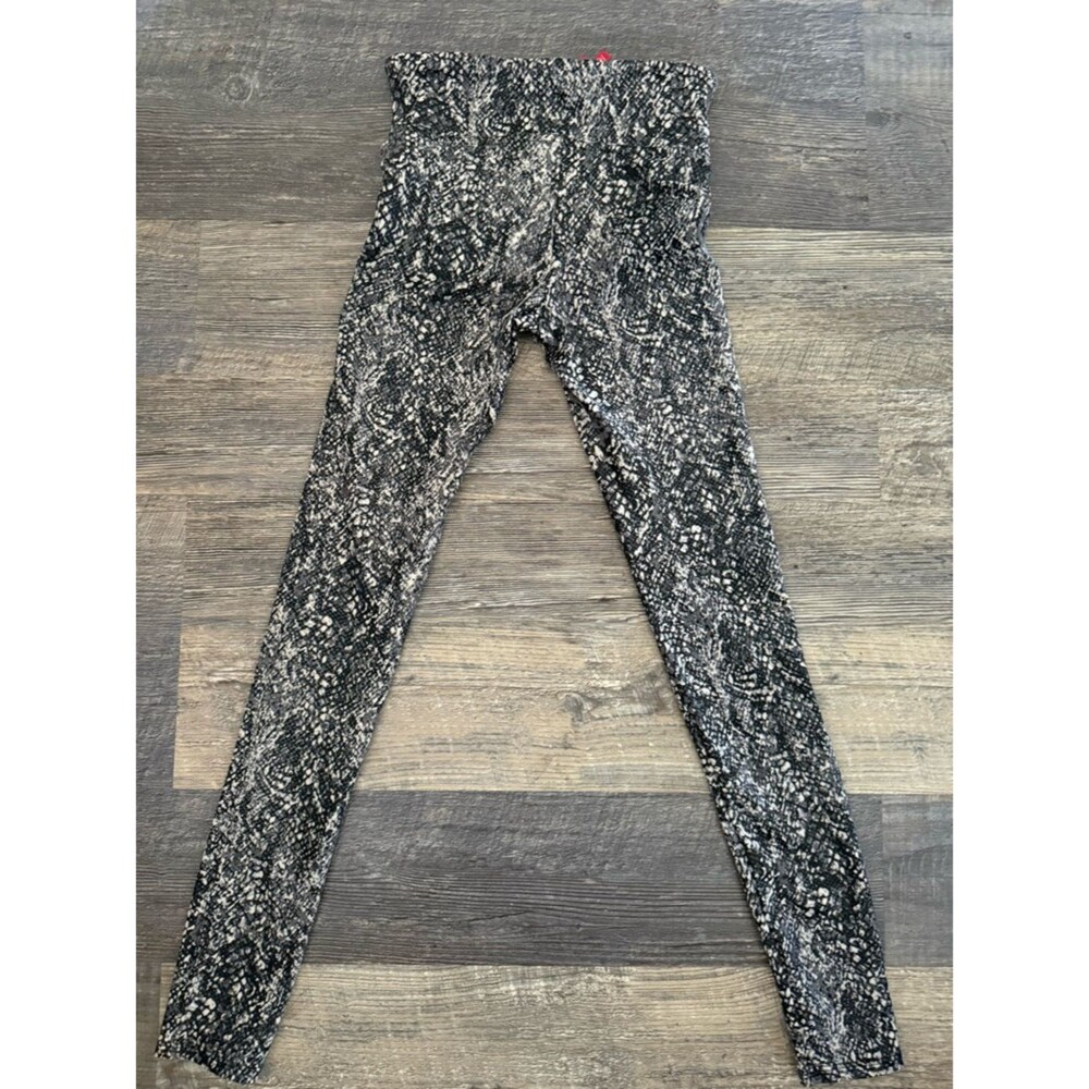 SPANX Faux Leather Snake Skin Print Leggings Grey Black Small S/P